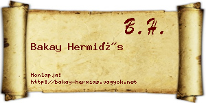 Bakay Hermiás névjegykártya
